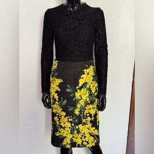 Dolce&Gabbana black lace dress with yellow Flowers